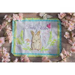 Stickdatei - Frohe Ostern Hase im Kranz inkl. Einzeldateien